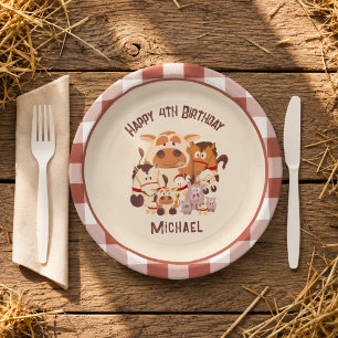Cute Farm Animal Kid Barnyard Birthday Paper Plate