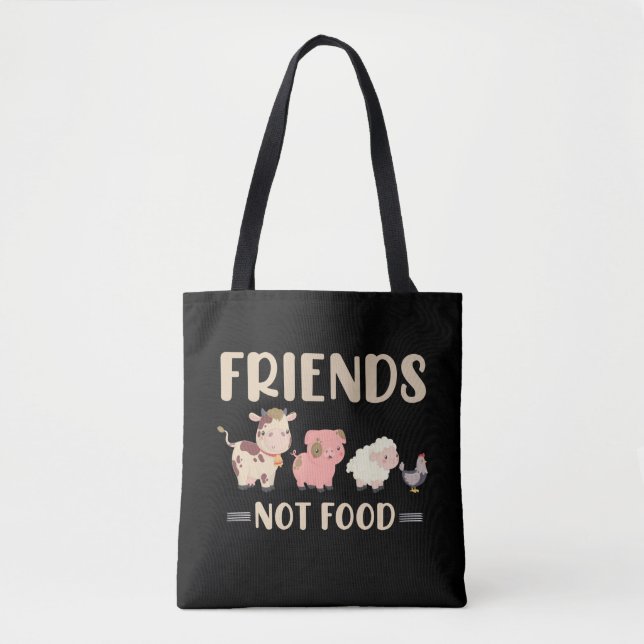 Cute Farm Animal Rights Plant Lover Vegan Tote Bag (Front)