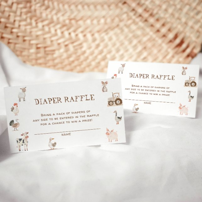 Cute Farm Animals Baby Shower Diaper Raffle Ticket Enclosure Card (Creator Uploaded)