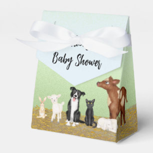 Cute farm animals baby shower tent favor box