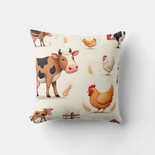 Cute Farm Animals Barn Pattern Cushion