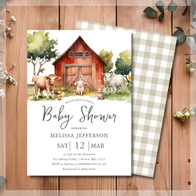Cute Farm Animals Barnyard Baby Shower Invitation (Creator Uploaded)