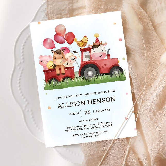 Cute Farm Animals Barnyard Baby Shower Party  Invitation (Creator Uploaded)