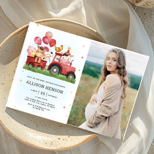 Cute Farm Animals Barnyard Baby Shower Photo  Invitation