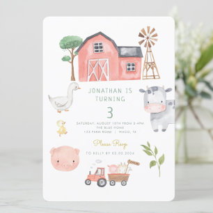 Cute Farm Animals Barnyard birthday  Invitation