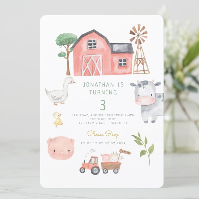 Cute Farm Animals Barnyard birthday  Invitation (Creator Uploaded)