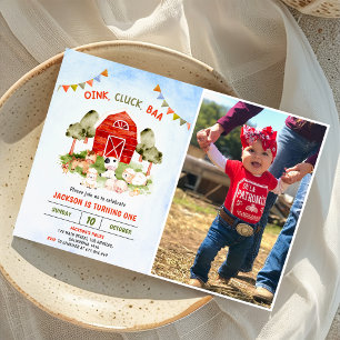 Cute Farm Animals Barnyard Birthday Party  Invitation