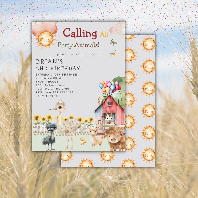Cute Farm Animals Barnyard Ranch Birthday Party Invitation (Creator Uploaded)