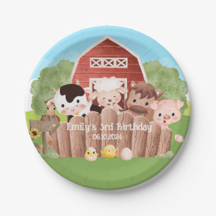 Cute Farm Animals Birthday Paper Plate
