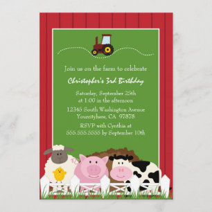 Cute farm animals birthday party invitation
