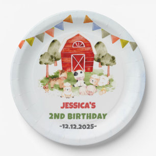 Cute Farm Animals Birthday Party Paper Plate