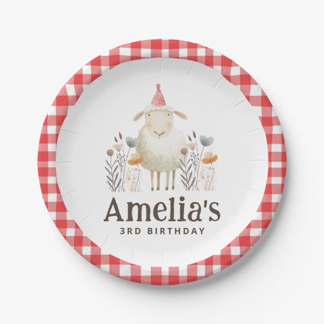 Cute Farm Animals Birthday Party Paper Plate (Front)