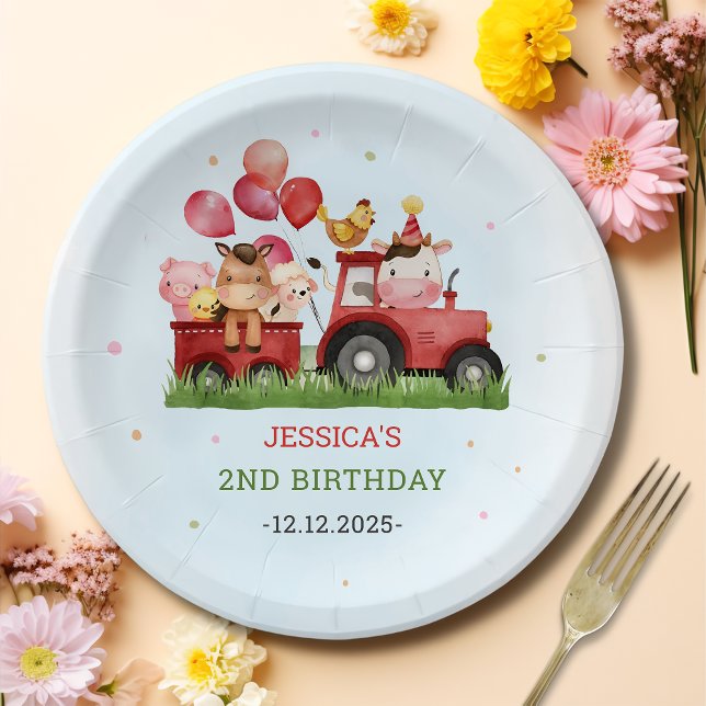 Cute Farm Animals Birthday Party Paper Plate (Creator Uploaded)