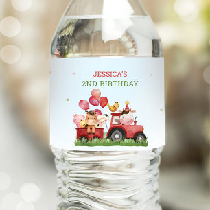 Cute Farm Animals Birthday Party Water Bottle Label