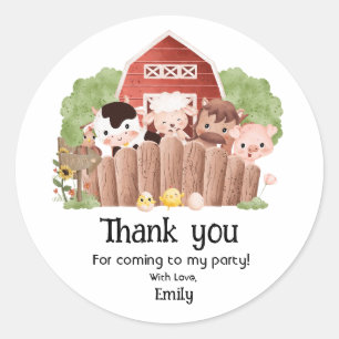 Cute Farm Animals Birthday Square Sticker
