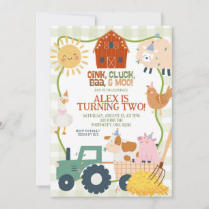 Cute Farm animals boy birthday invitation