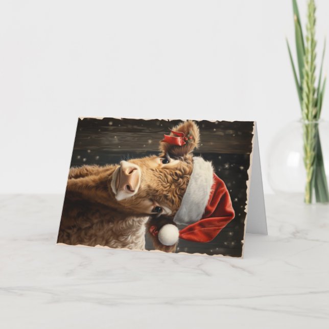 Cute Farm Animals Christmas Greeting Card (Front)