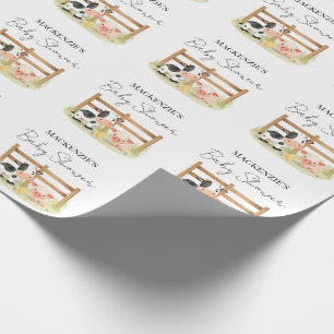 Cute Farm Animals Cow, Pig, and Chick  Baby Shower Wrapping Paper