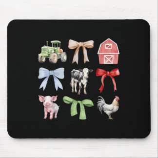 Cute Farm Animals Cow Pig Chicken Coquette Farmer Mouse Pad