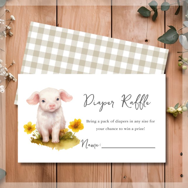 Cute Farm Animals Diaper Raffle Baby Shower  Enclosure Card (Creator Uploaded)
