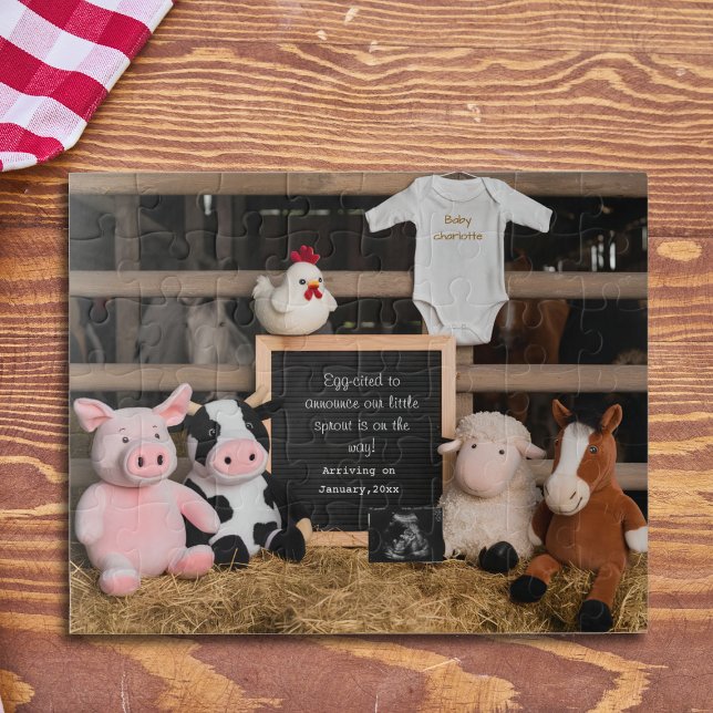 Cute Farm Animals Digital Pregnancy Announcement  Jigsaw Puzzle (Creator Uploaded)