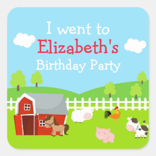 Cute Farm Animals 'I went to' Square Sticker