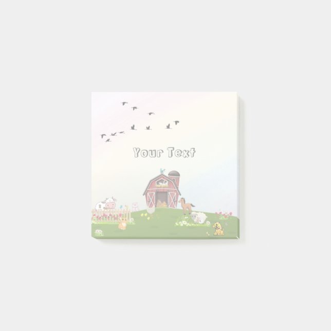 Cute Farm Animals Kids Rainbow Post-it Notes (Front)