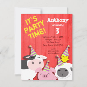 Cute Farm Animals Party Invitation