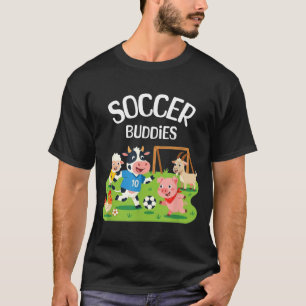 Cute Farm Animals Playing Soccer Football Kids T-Shirt