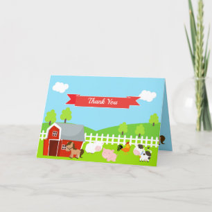 Cute Farm Animals Thank You Card
