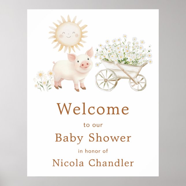 Cute Farm Barn Baby Shower Welcome Poster (Front)