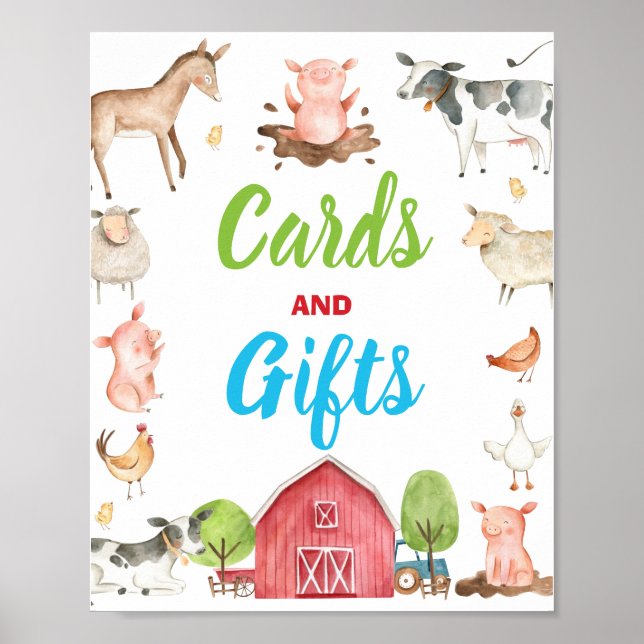 Cute Farm Barnyard Party Cards and Gifts Sign (Front)
