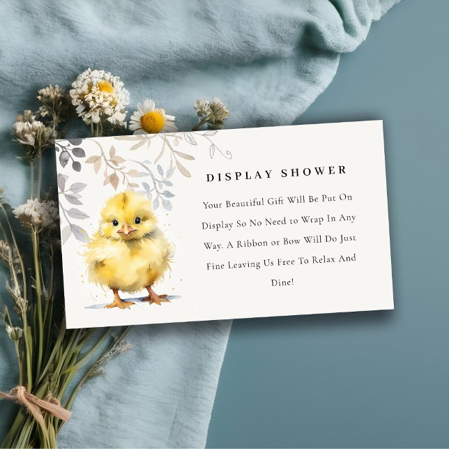 Cute Farm Chick Floral Display Shower Baby Shower Enclosure Card (Creator Uploaded)