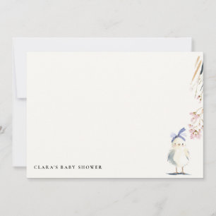 Cute Farm Chick Watercolor Floral Baby Shower Card