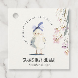Cute Farm Chick Watercolor Floral Baby Shower Favour Tags