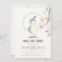 Cute Farm Chick Watercolor Floral Baby Shower