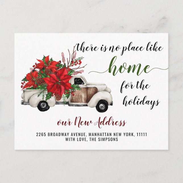 Cute Farm Christmas Truck Moving Announcement Postcard (Front)