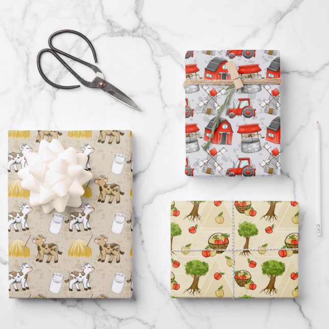 Cute Farm Country party tiled pattern Wrapping Paper Sheet (Front)