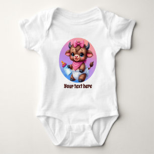 Cute farm cow animal customisable baby bodysuit
