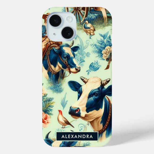 Cute Farm Cow Watercolor Painting Case-Mate iPhone Case (Back)