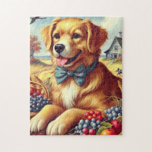 Cute Farm Dog Painting Jigsaw Puzzle