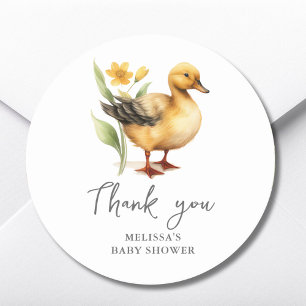 Cute Farm Duck Baby Shower Thank You Favour Sticke Classic Round Sticker