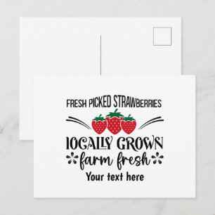 Cute farm fresh strawberries customisable postcard