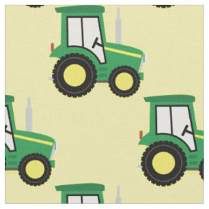 Cute Farm Kids Tractor Yellow Fabric