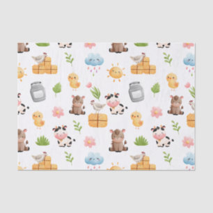 Cute Farm Life and Farm Baby Animals Pattern Tissue Paper