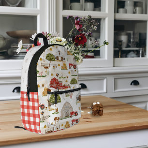 Cute Farm Life Farmhouse Monogram Printed Backpack