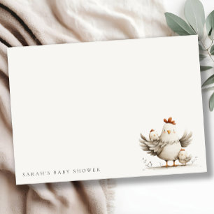 Cute Farm Mum and Baby Chick Floral Baby Shower Card