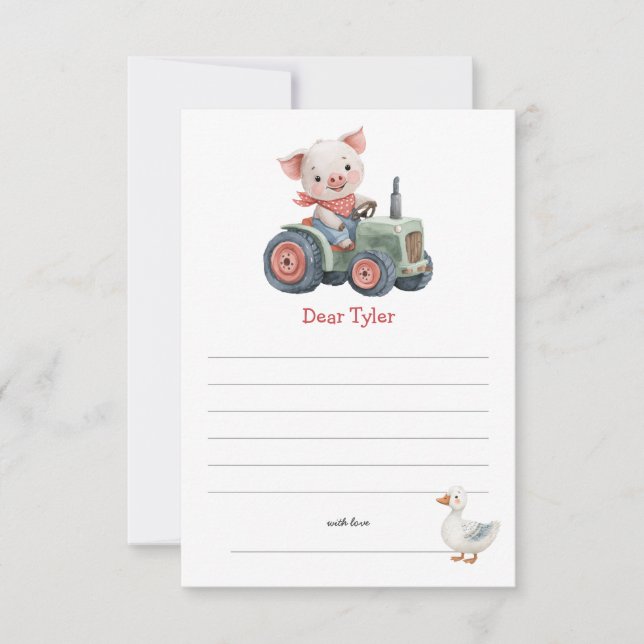 Cute Farm Pig Tractor Birthday Time Capsule  Card (Front)