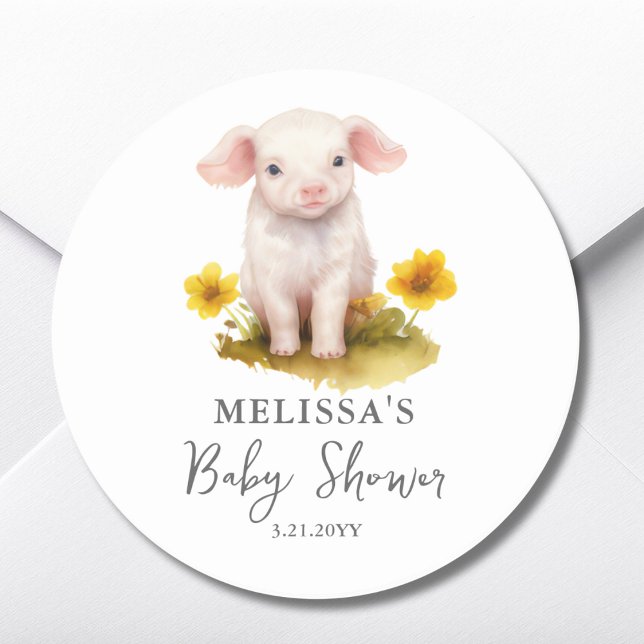 Cute Farm Piglet Baby Shower Favour Sticker (Creator Uploaded)