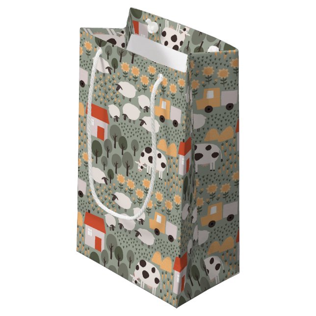 Cute Farm Scene Pattern Small Gift Bag (Front Angled)